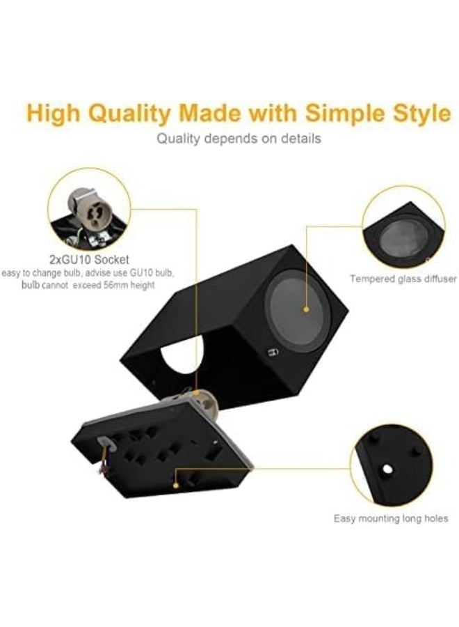 ALMIFTAH 4 Pieces Square Wall Lamp Indoor & Outdoor | IP65 Waterproof Black Wall Sconce | Modern Aluminium GU10 Wall Light for Garden, Hallway, Terrace & Exterior Walls - Image 5